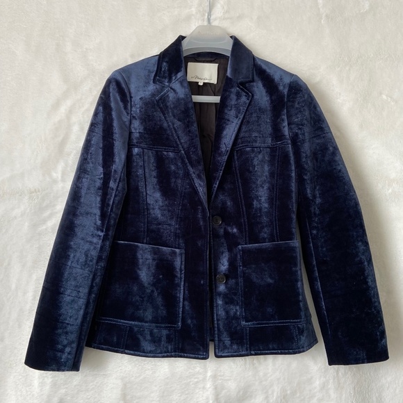 Phillip Lim 3.1 Tailored Blue Velvet Blazer - Picture 8 of 15
